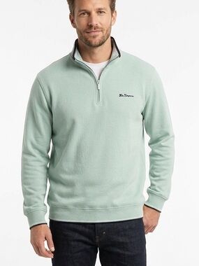 BEN SHERMAN New Lightweight Quarter Zip Pullover Long Sleeve Regular Fit Sz XXL